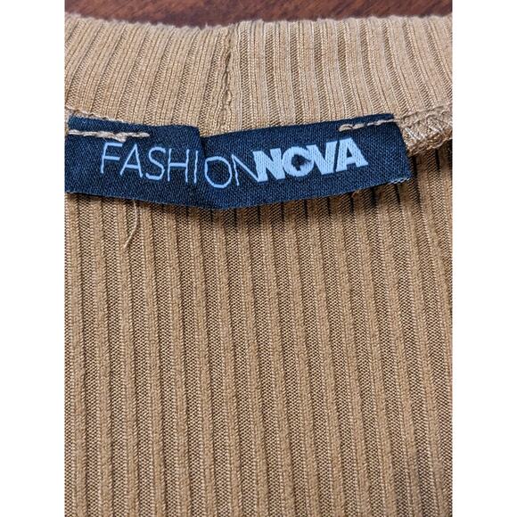 Fashion Nova Cold Shoulder Sweater Medium Brown Long Sleeves Crew Neck Winter - Picture 4 of 9